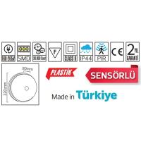 Horoz Bolkar-20 20W  Sensörlü LED  Beyaz(6400K) Tavan Armatürü 071-014-0020-0003 
