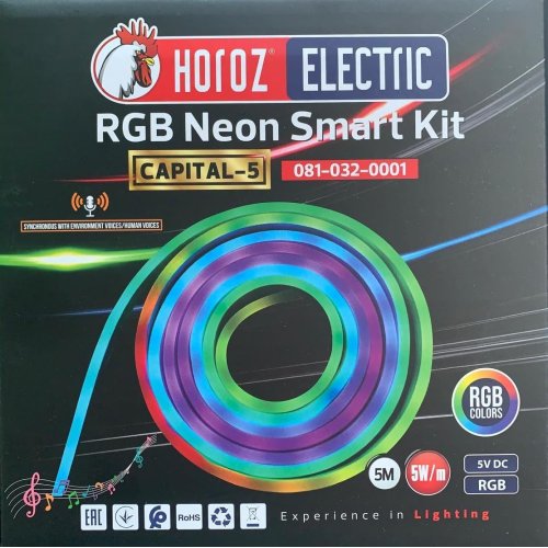 Horoz Capital-5 5W RGB Şerit LED Şerit Kit (5m-Su Geçirmez) 081-032-0001-0006