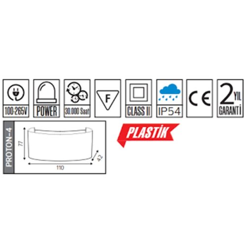 Horoz Proton-4 4W Günışığı(3000K) LED Bahçe Aydınlatması (Duvar Aplik) 076-039-0004-0104